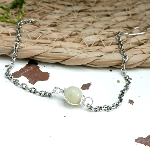 Amazonite Crystal Bracelet Anklet, Gemstone Jewelry Accessories, 9" - Picture 2 of 3